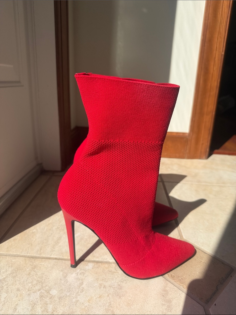 Aqua Red Stretch Sock Ankle Boots